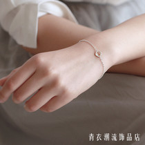 The pastoral trick of the ghost blow light The Yang Ice Wheel Kim Morning The same pure silver hollowed-out square geometric bracelet female minimalist