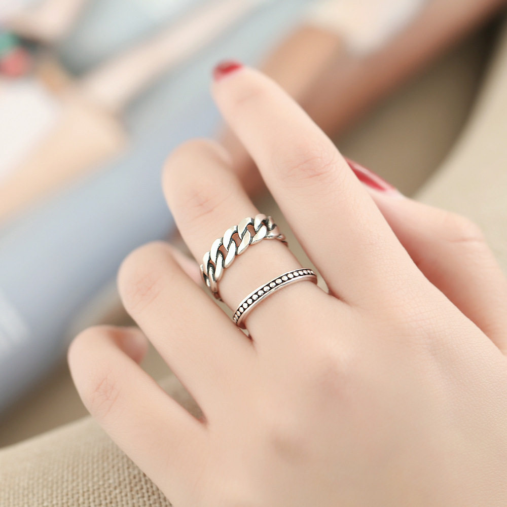 Wei Yu Ying Railway Wu Guan Same Super Link Ring S925 Style Silver Fashion Renaissance Chain Opening Ring Ring