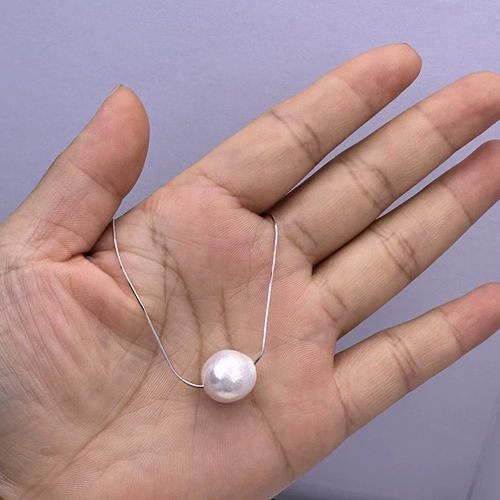 Цепочка, бусины из жемчуга, аксессуары, серебро 925 пробы, 45см