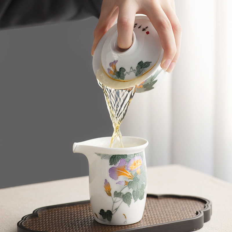 Tea set small sets of kung fu Tea set contracted household ceramics hand - made the visitor office Tea tureen gift boxes