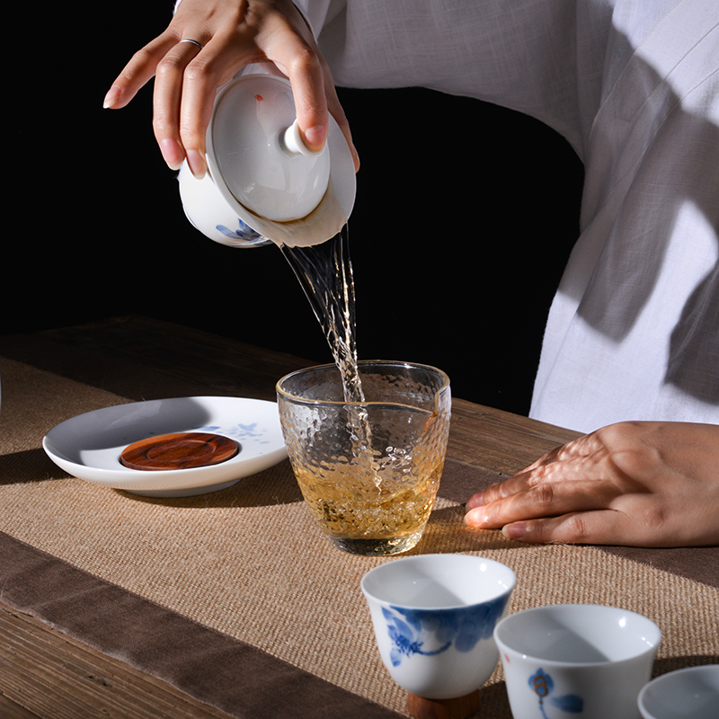 Thousand red up ceramic tureen large kung fu tea set household hand - made white porcelain three to cover a cup of tea to tea cups