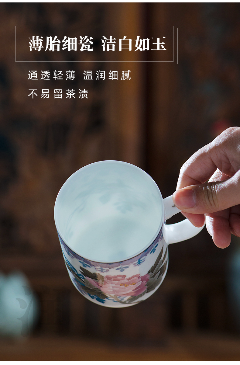 Thousand red color under the liling glaze porcelain up hand - made ceramic cup with cover straight cup tea cup cup suit gift box