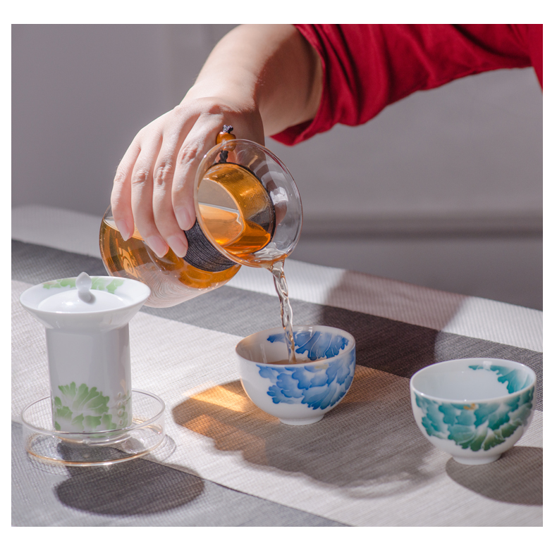 Travel under glaze color porcelain tea set suit portable package a pot of two glass teapot kung fu tea set ceramic crack cup