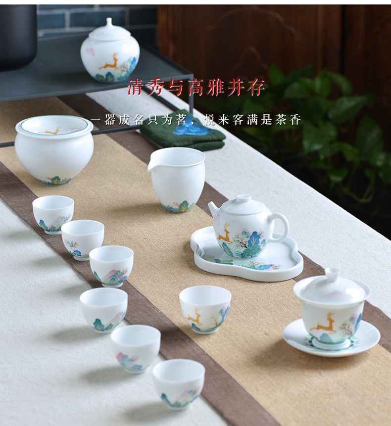 Thousands of red tea set ceramic up household contracted upscale glaze color hand - made kung fu tea set office for tea