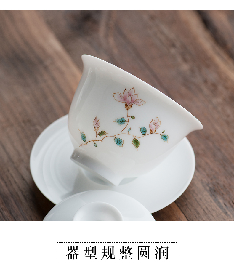 Hand - made sweet white kung fu tea set suit small household set of contracted ceramic tea tureen combination office for tea