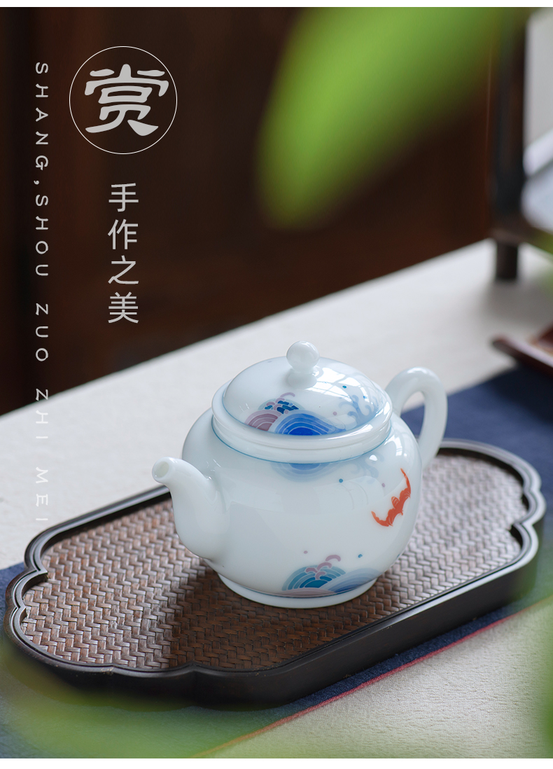 Under the glaze colorful checking made ceramic teapot kung fu tea set small single pot of belt filter domestic Chinese teapot