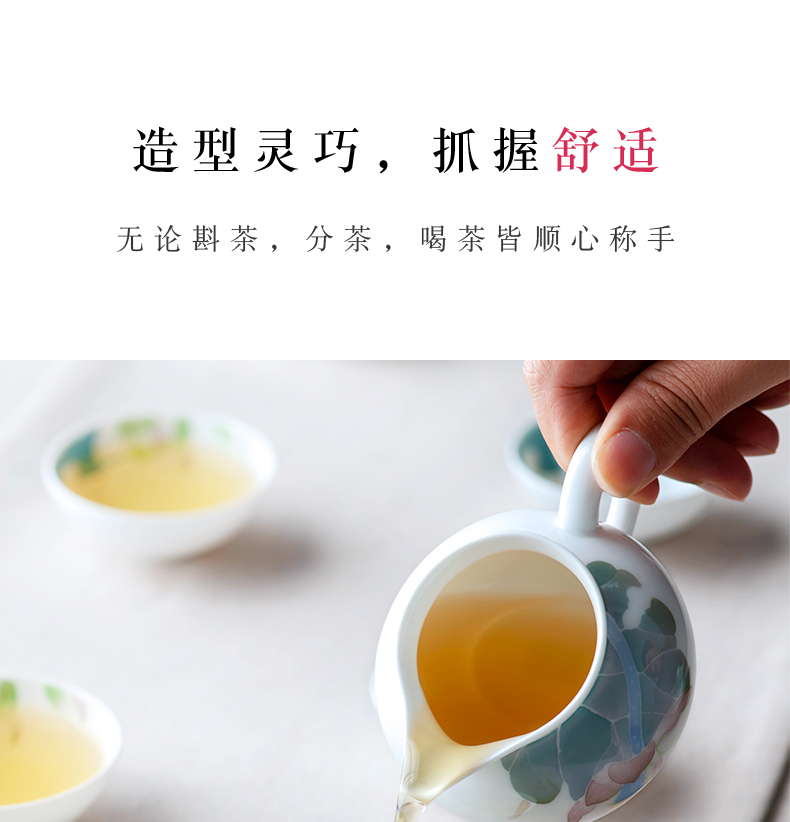 Under the glaze color hand - made tea set ceramic household small set of simple retro kung fu tea lotus tureen tea cup