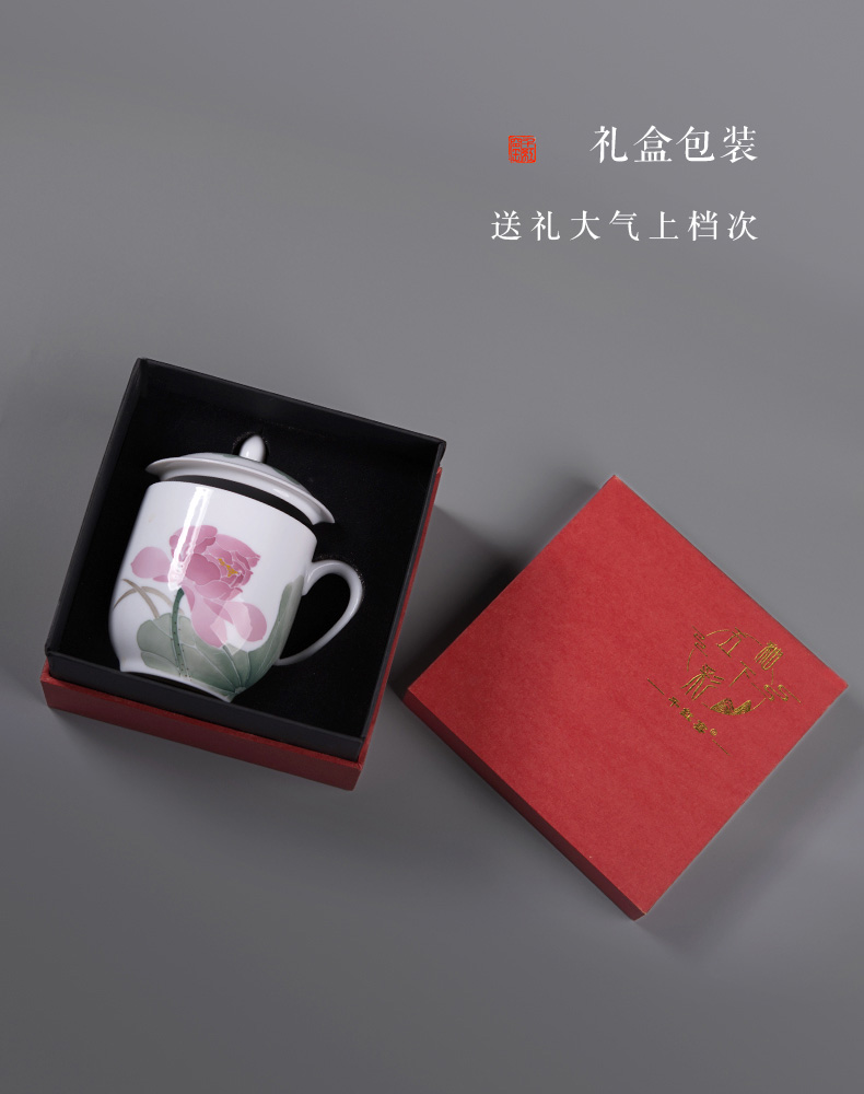 Thousands of red up liling ceramic cups with cover home office tea cup of water glass glaze under hand - made tea set