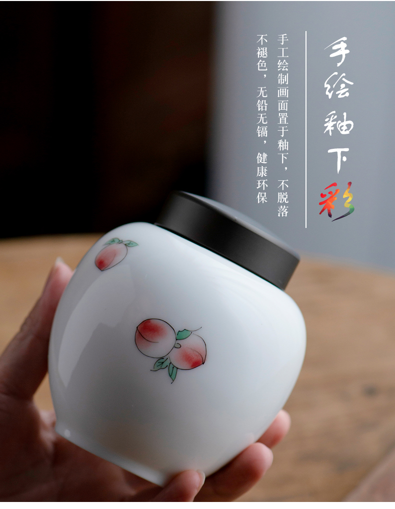 Thousand red up hand - made ceramic seal tea jar jar trumpet moisture storage POTS awake Chinese style household tea warehouse