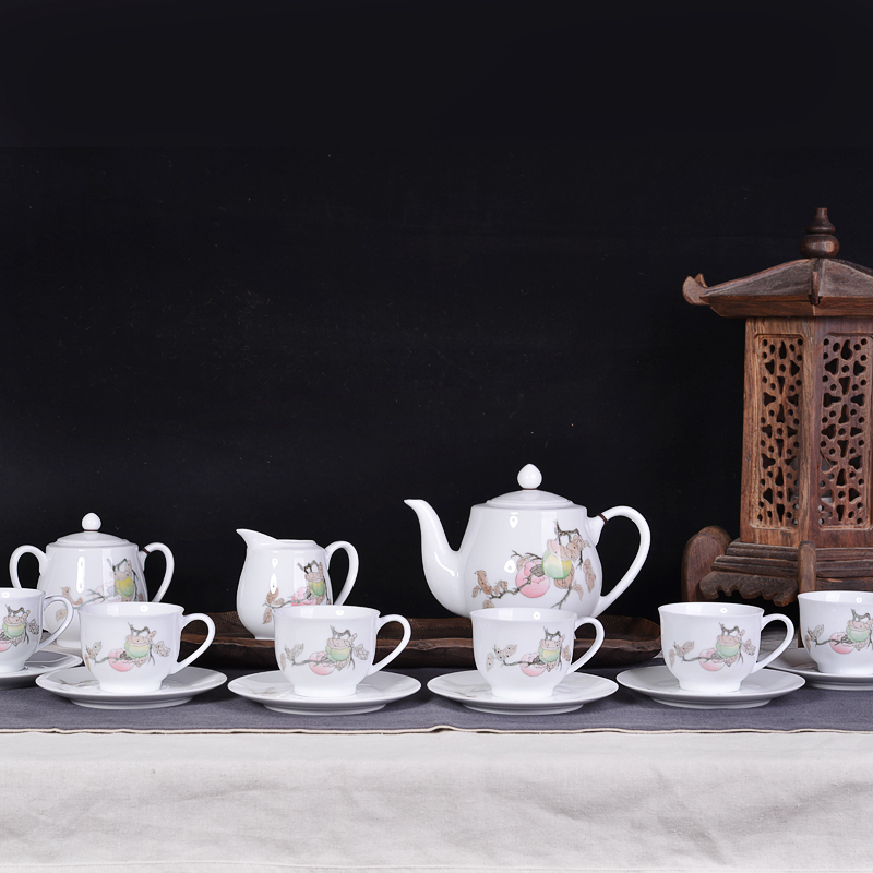 Thousands of red up liling porcelain tea coffee set 15 head arhat tea gift gift porcelain at home