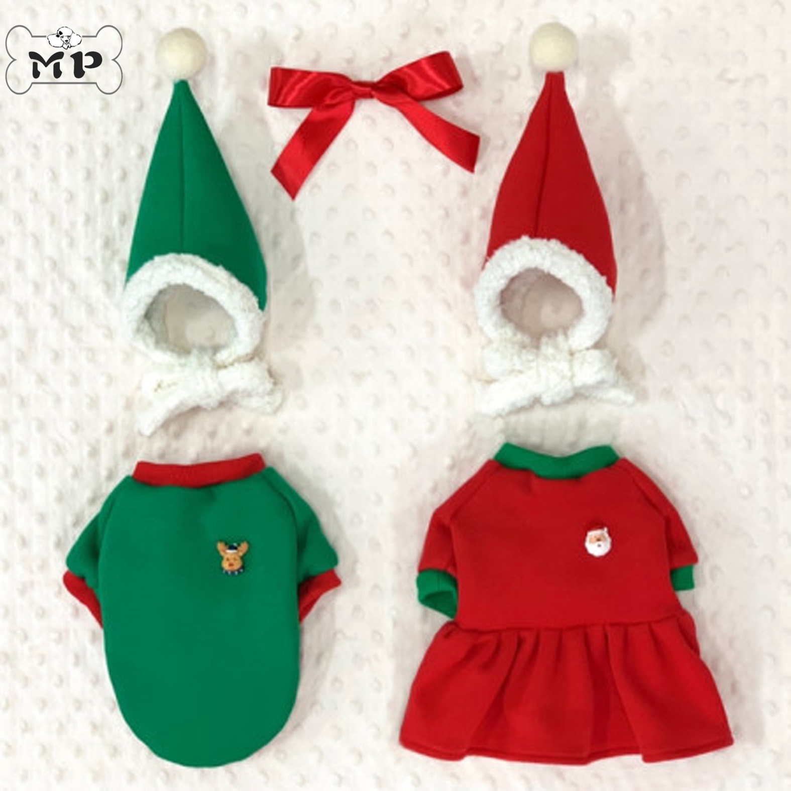 Spot~South Korea imported cat dog pet Santa Elk brooch Hat T-shirt dress