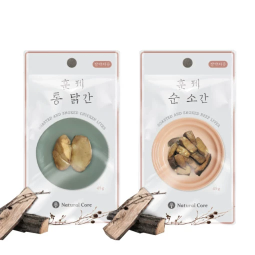 "Memory Pet" Hàn Quốc Mua sắm Natural Core Dog Snacks Đồ ăn nhẹ Gan gà hun khói và Gan bò 45g * 3 Túi - Đồ ăn vặt cho chó