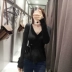Áo len dệt kim mùa xuân hè 2019 và áo len dệt kim nữ phiên bản Hàn Quốc mới của đoạn ngắn cổ chữ V hoang dã Cà vạt eo thon