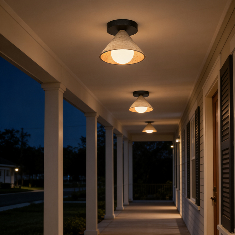 Outdoor Waterproof Yellow Cave Stone Ceiling Light Courtyard Villa Outdoor Corridor Aisle Light Terrace Aisle Entrance Balcony Light
