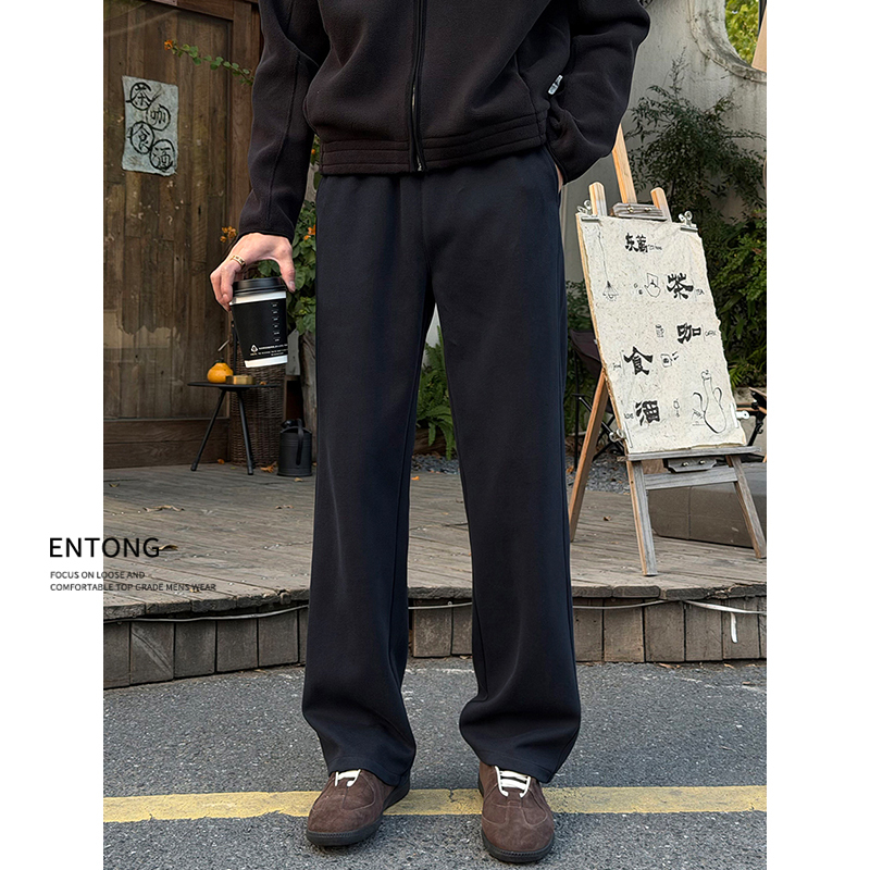 Entong Spring and Autumn American-Style Cleanfit Black Navy Casual Sweatpants Men's Trendy Brand Loose Versatile Straight-Leg Trousers