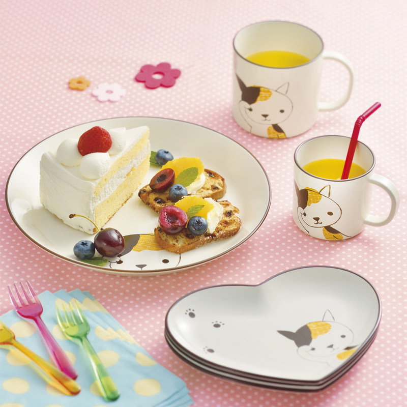 (Clear inventory, no return) Japan Miyamoto resin plastic heat-resistant kitten children's tableware bowls and mugs