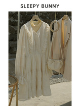 Sleeping Rabbit Serenade sweet lace dress female French retro small man long sleeve chiffon skirt