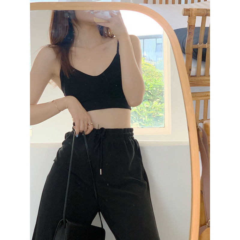 Sleepy rabbit short small camisole women with chest pad bottom inside with beautiful back outside wearing net red sports underwear top