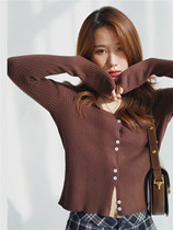 Sleeping rabbit V-neck knitted cardigan jacket autumn new female base slim slim single-breasted design feel top