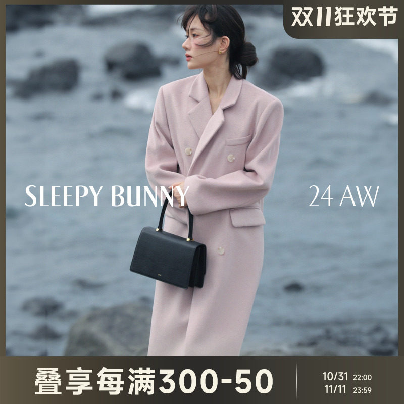Шерстяное пальто с лацканами Sleepy rabbit, высококачественное женское осенне-зимнее темпераментное повседневное шерстяное теплое пальто средней длины для ленивых Изображение 1