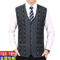 Áo len nam tay áo đan mùa thu và mùa đông áo vest đen