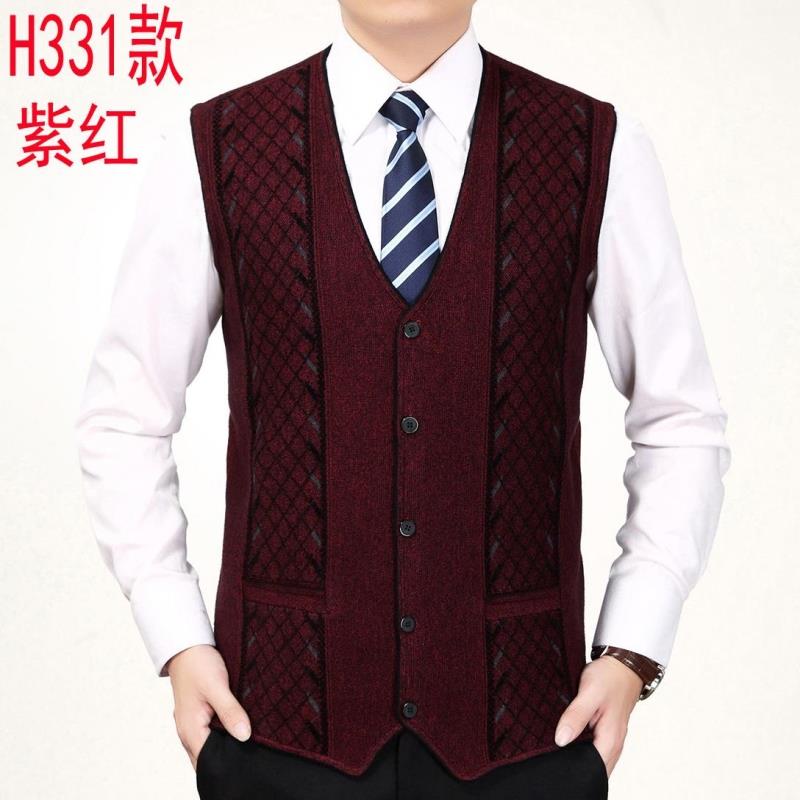 Mùa thu và mùa đông trung niên của nam giới dày cardigan áo len vest cha kích thước lớn áo len vest ông già vest vest