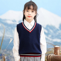 Australia imported 100% pure wool sweater cardigan girls sweater vest middle-aged childrens students childrens small coat