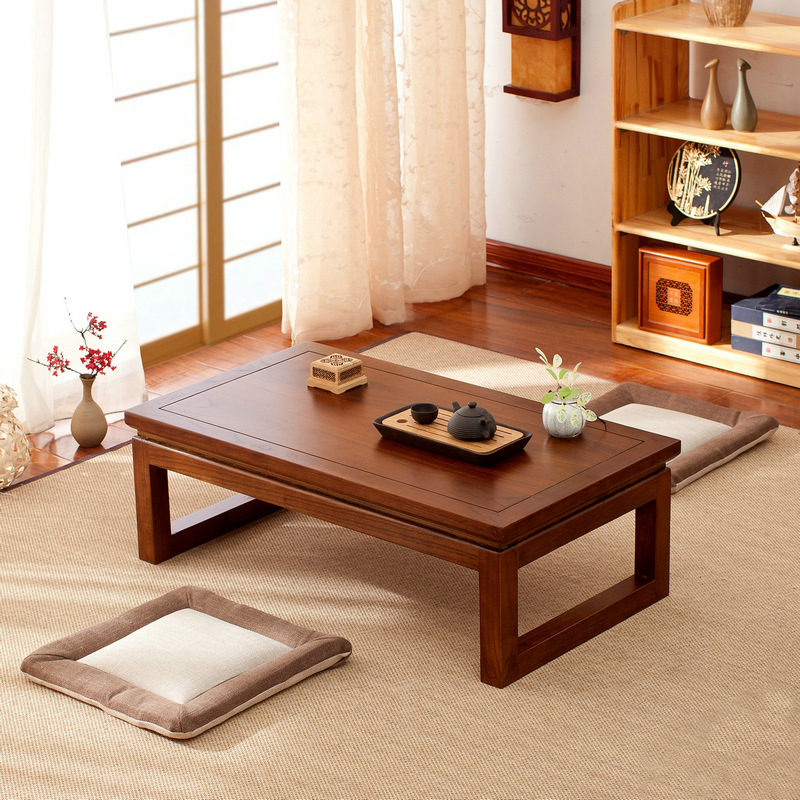 Elm tatami low table home kang table solid wood Japanese tea table simple balcony small coffee table window sill low table