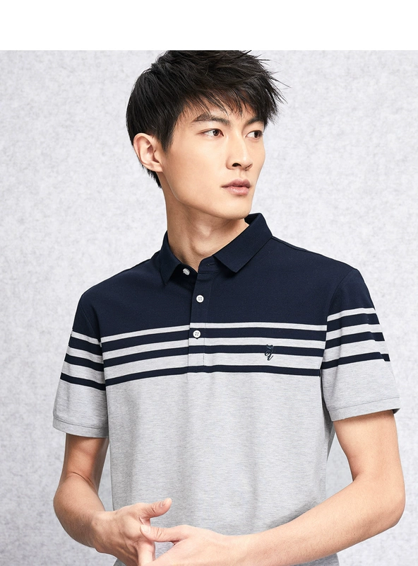 HLA Haishu Nhà Mercerized Bông Tương Phản Ngắn Tay Áo T-Shirt 2018 Mùa Hè Mới Thoải Mái Ngắn Tay Áo Polo Nam aso polo