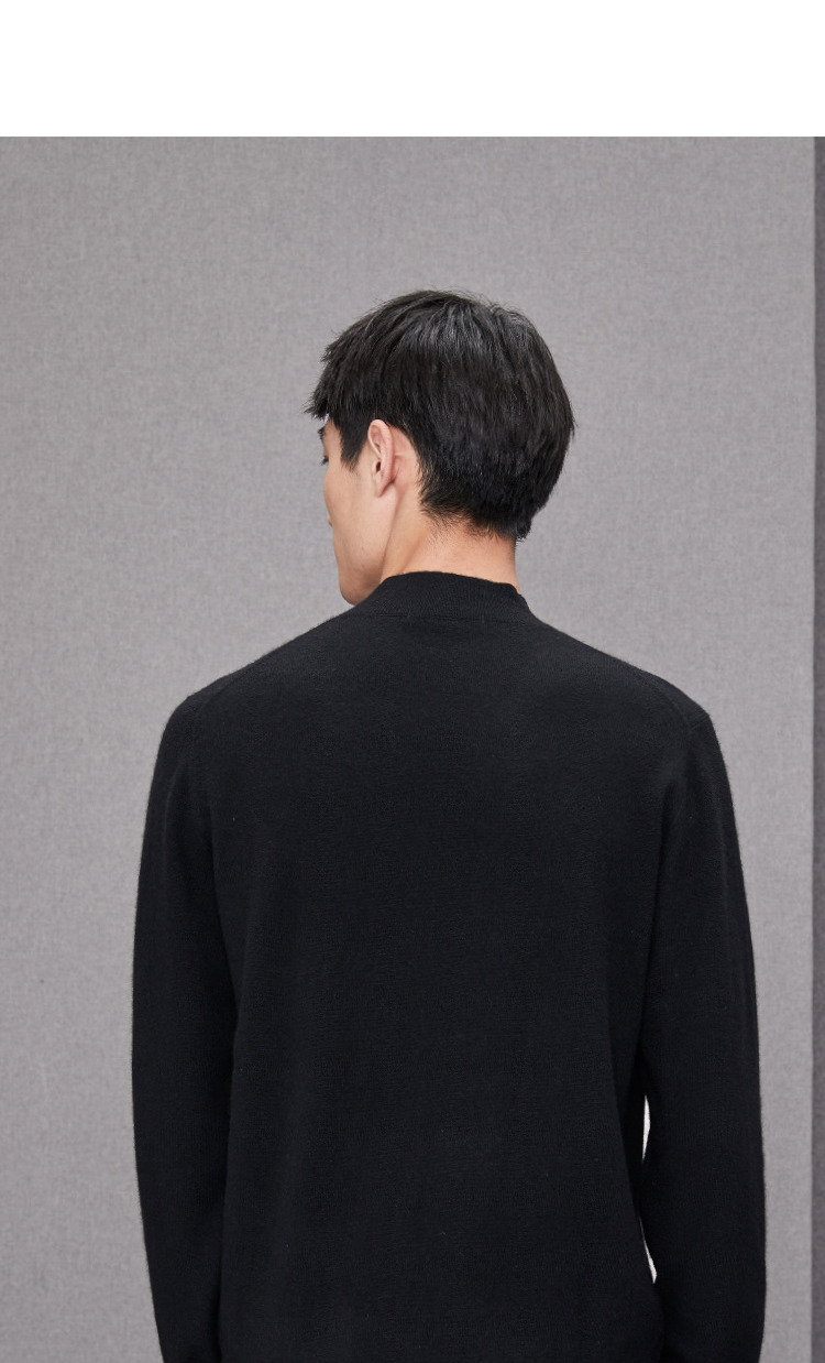 HLA / Haishu House net áo len cashmere trùm đầu 2018 mùa đông mới Áo len cashmere cổ tròn mỏng nam áo khoác thể thao nam