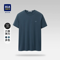 HLA/海澜之家 Эластичная летняя трехмерная черная футболка с коротким рукавом с круглым воротником