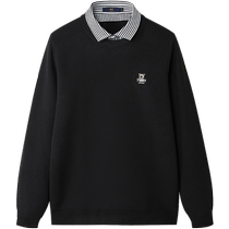 HLA Hai Lan House Trouble Planet Series Double Collar Sweater 2024 Autumn New Pullover Fake Two Pieces Men