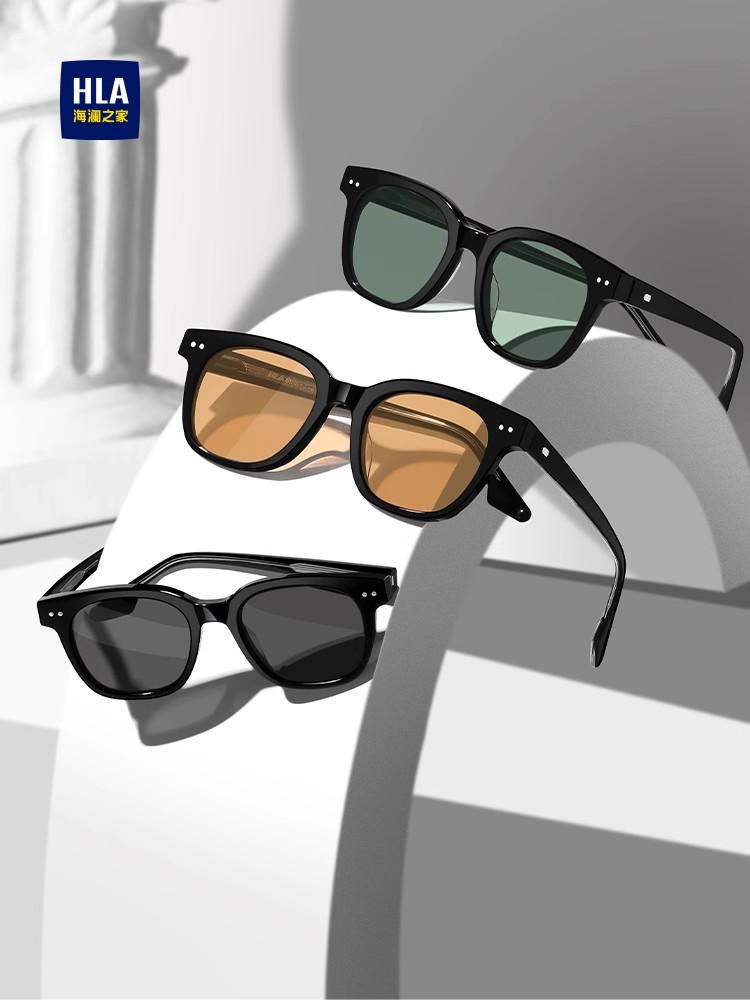 Heilan House large-frame glasses for women, high-end brown sunglasses, women's face-showing, small-faced, no-makeup artifact sunglasses