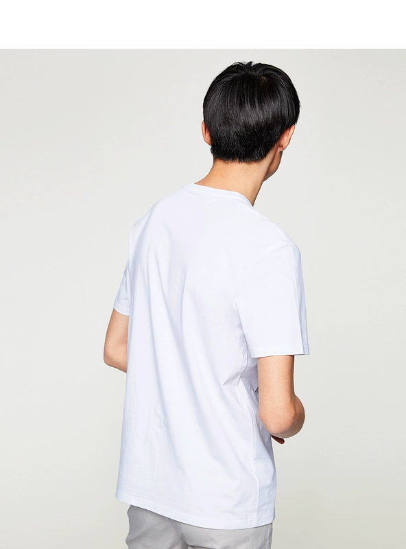 HLA Haishu Nhà Cảnh Quan In Casual T-Shirt 2018 Mùa Hè Mới Thoải Mái Thở Ngắn Tay Áo T-Shirt áo thun unisex