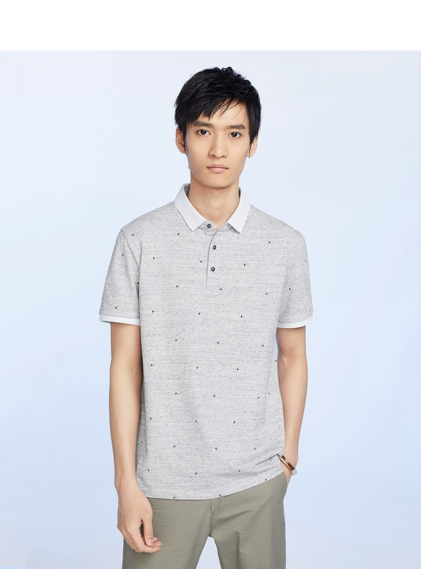 HLA sứa hoa in ngắn tay T-Shirt 2018 mùa hè mới thoải mái ngắn tay polo nam áo thun polo nam