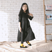 Girls Forest Dress 2021 Spring and Autumn Korea Zhongda Childrens Cotton Art Long Dress Korean Autumn Winter Parent-Child Dress