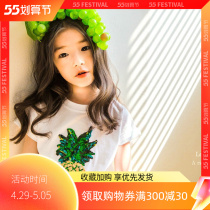 Girl Summer Clothing Pure Cotton Pineapple Beads Sheet Cartoon Short Sleeve T-shirt CUHK Scout 100 hitch casual undershirt parent-child