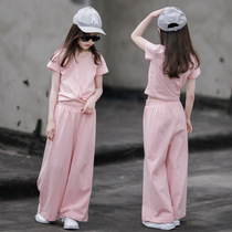 South Korean girl suit Xia dress CUHK Tong Yang qi Trendy Net Red Broadlegged Pants Female baby Childrens Ocean Two sets