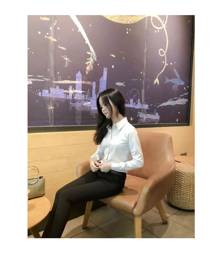 2018 thu mới 150cm ngắn 145cm nữ cộng với size nhỏ XS nhỏ nhắn tay dài hoang dã áo sơ mi không cổ