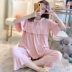 Bộ quần áo bầu mùa hè mỏng phần gạc sau sinh phụ nữ mang thai cho con bú đồ ngủ mùa xuân và mùa hè cotton thấm mồ hôi dịch vụ ở nhà cho phụ nữ trong tháng sáu - Giải trí mặc / Mum mặc Giải trí mặc / Mum mặc