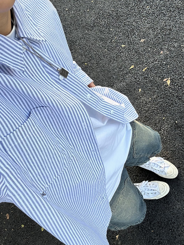 Xbro Japanese Retro Design Fresh Blue Striped Long-Sleeve Shirt Spring and Autumn Shirt Versatile Commuter Jacket Bf