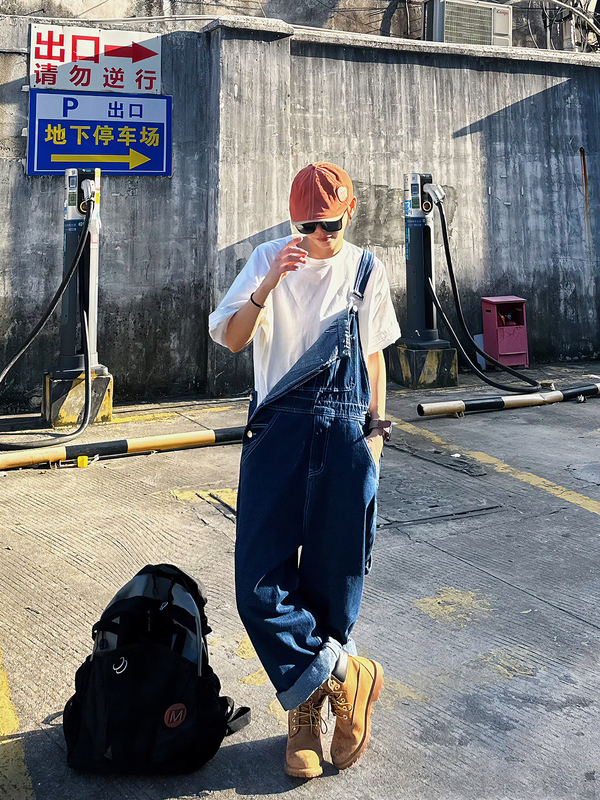 Xbro American Retro Heavy-Duty Loose Unisex Denim Couple Student All-Season Overalls Long Pants Bf