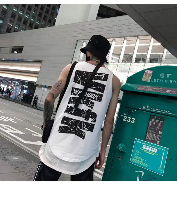 Tide thương hiệu xu hướng thể dục lỏng lẻo chữ nam và nữ mồ hôi vest áo không tay chạm đáy hip hop đường phố áo thun béo - Lót áo thun nam thể thao