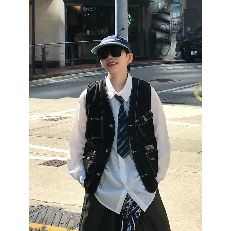 Xbro Japanese Retro Vintage Amekaji Multi-Color Topstitch Four-Season Trendy Unisex Workwear Vest Waistcoat Small Jacket Xbro Japanese Retro Vintage Amekaji Multi-Color Topstitch Four-Season Trendy Unisex Workwear Vest Waistcoat Small Jacket