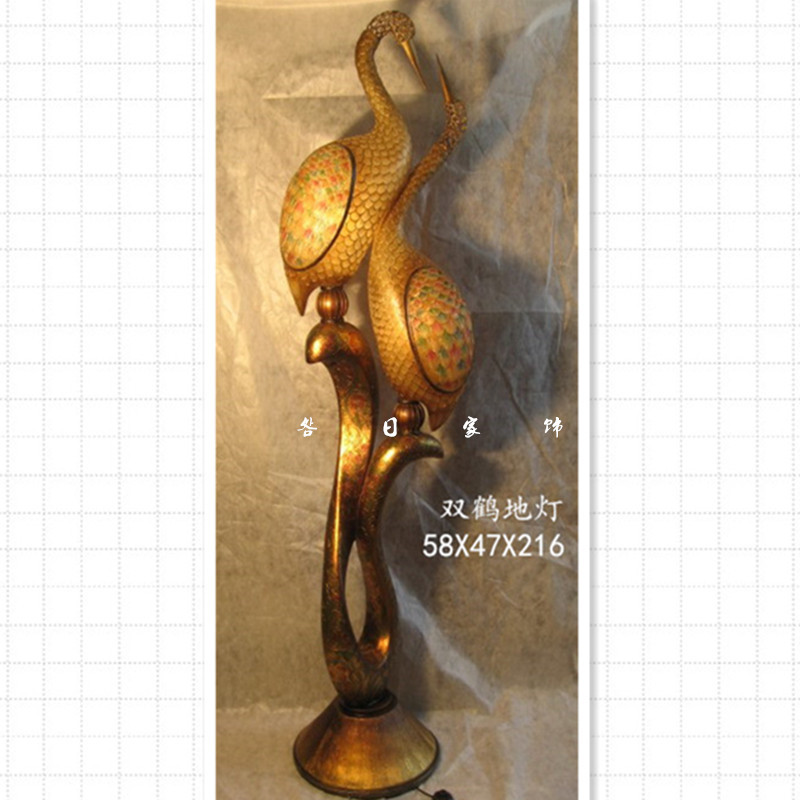 Giant Red-Crowned Crane Floor Lamp Hotel House Mansion Sculpture Craft Ornaments Town House Home Accessories Double Crane Lamp