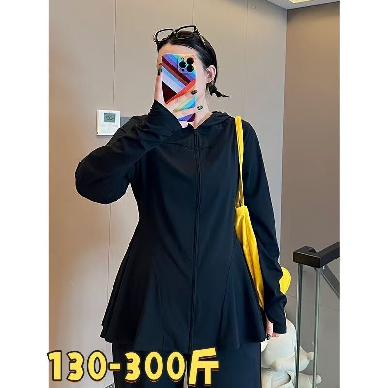 Extra Large Size Outer Wear Long-Sleeved Tight-Fitting Sun Protection Clothing Hooded Yoga Jacket Women's Slimming Fitness Running Sportswear Extra Large Size Outer Wear Long-Sleeved Tight-Fitting Sun Protection Clothing Hooded Yoga Jacket Women's Slimming Fitness Running Sportswear