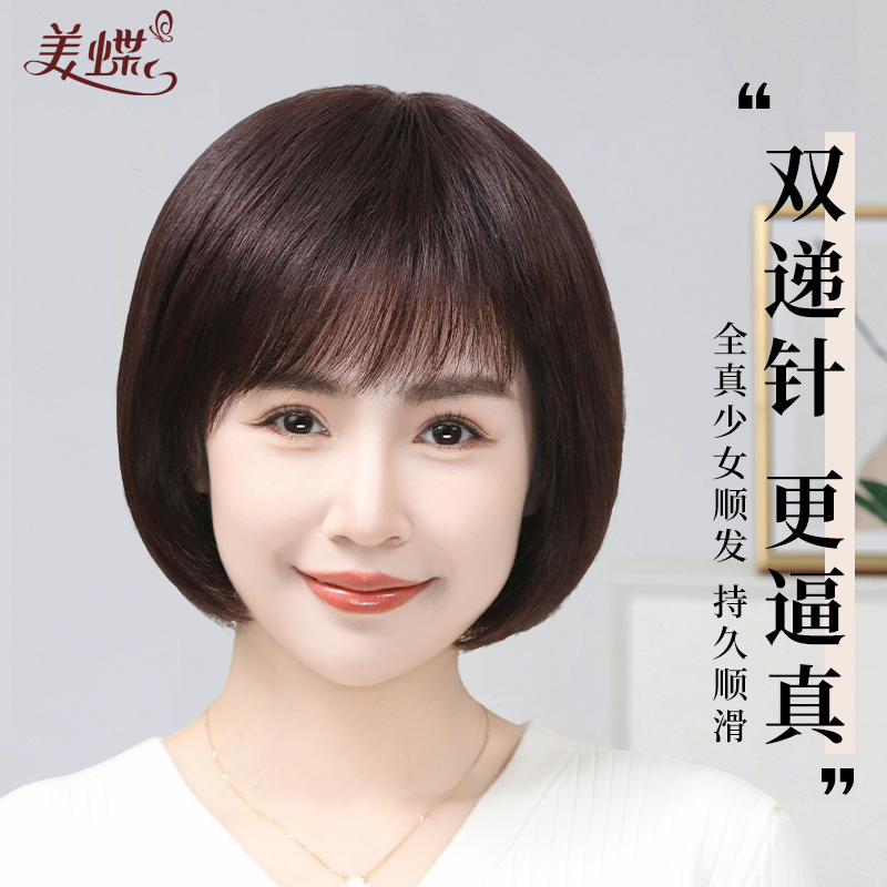 Full Head Wig for Women, Real Human Hair, Short Bob Style, for Middle-Aged and Elderly Mothers, Natural Wig Cap, Seamless and Invisible Full Head Wig for Women, Real Human Hair, Short Bob Style, for Middle-Aged and Elderly Mothers, Natural Wig Cap, Seamless and Invisible
