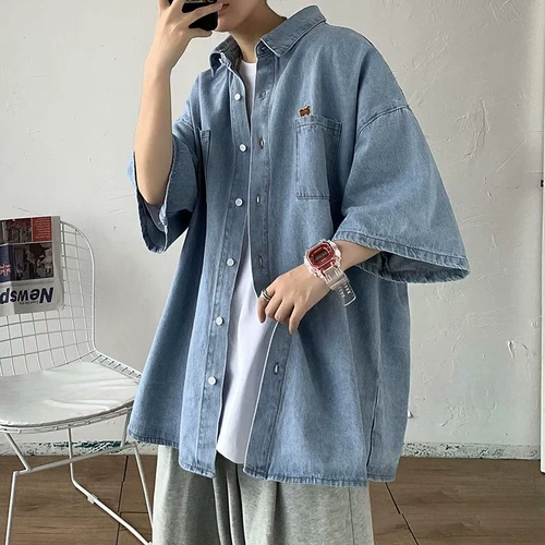 Tide, летняя японская небольшая рубашка, дизайнерская куртка для отдыха, короткий рукав, тренд сезона, свободный крой