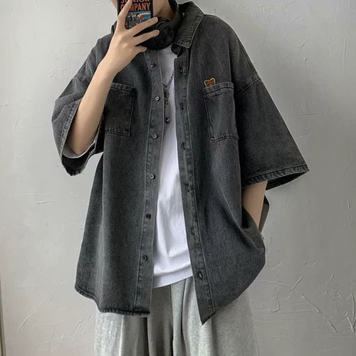 Tide, летняя японская небольшая рубашка, дизайнерская куртка для отдыха, короткий рукав, тренд сезона, свободный крой