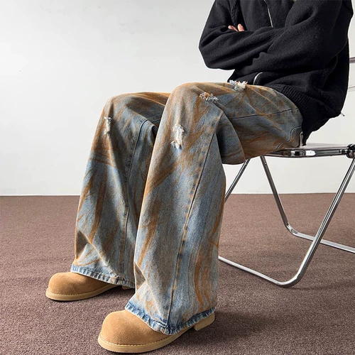 Японские осенние прямые свободные джинсы, штаны для отдыха в стиле хип-хоп, в американском стиле